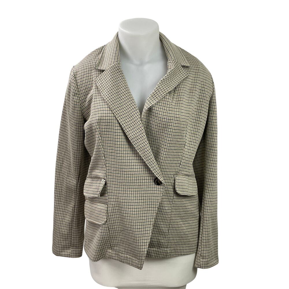 Anthropologie Maeve Tan Collegiate Knit Notch Lapel Blazer Coat Jacket Size XL